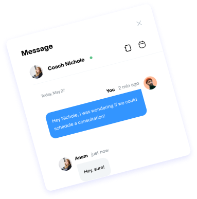 chat conversations between a coach and a client